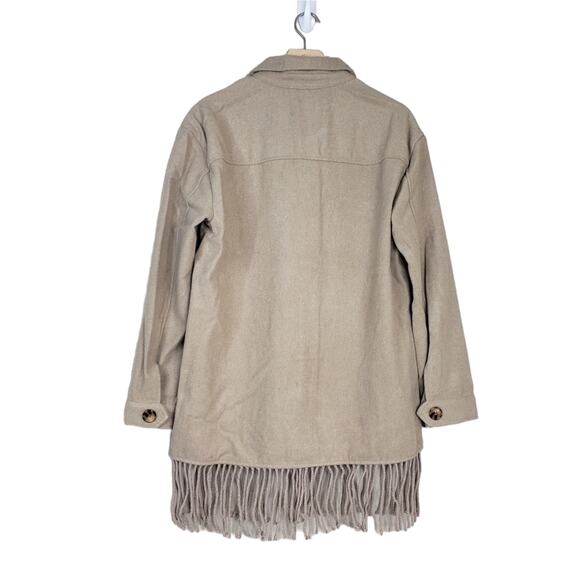 Laundry by Shelli Segal Womens M Fringe Shaket in Silver Mink Tan NEW - Picture 3 of 12